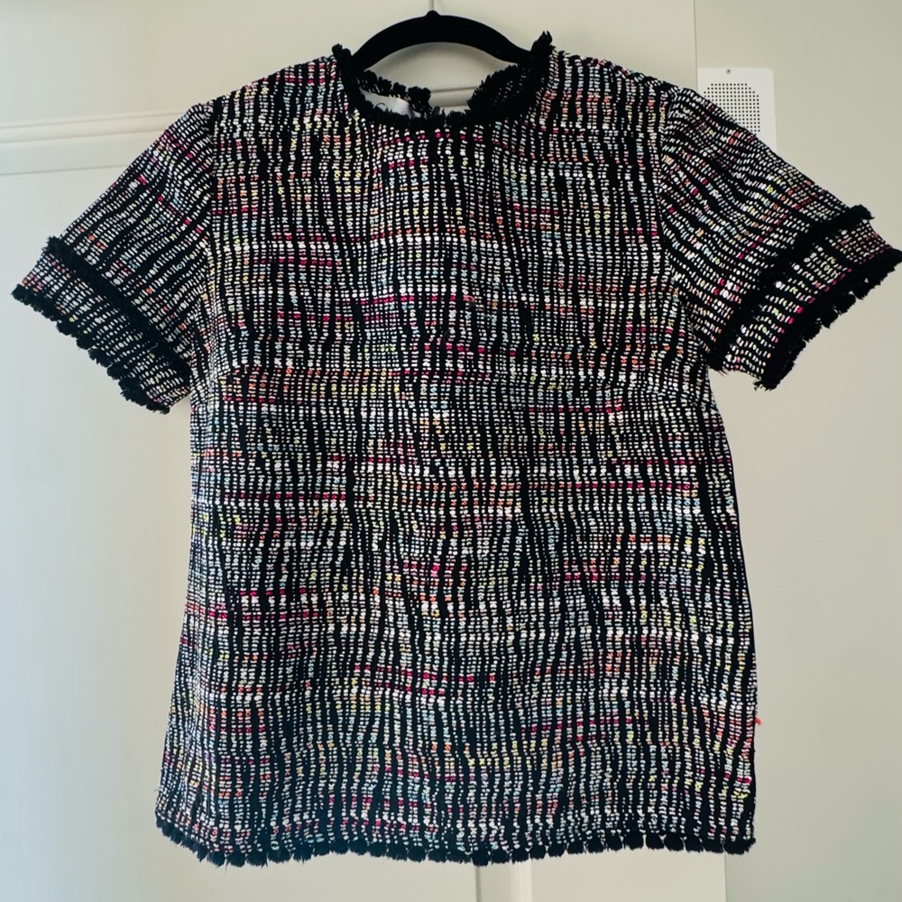 Sara Campbell Black Multicolor Textured Top